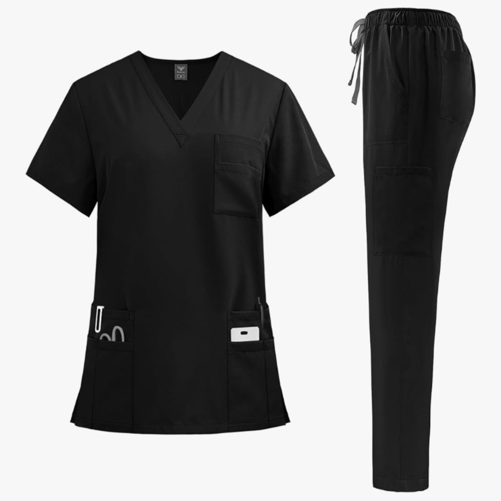 NWT niaahinn Scrubs Set Stretch Scrub Top & Cargo Pants with Multi Pocket S T97